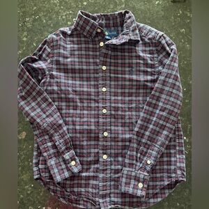 Ralph Lauren Red and Blue Plaid Button Down Shirt kids size small